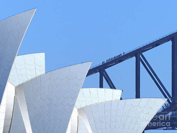 Sydney Opera House Poster featuring the photograph Sydney Opera House and Sydney Harbour Bridge by Phil Banks