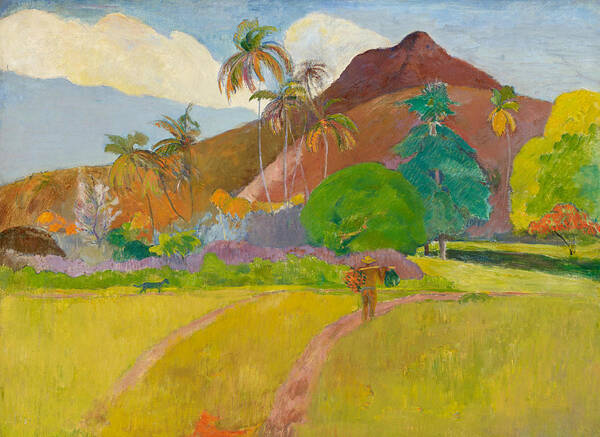 Paul Gauguin Poster featuring the painting Tahitian Landscape, 1891. by Paul Gauguin