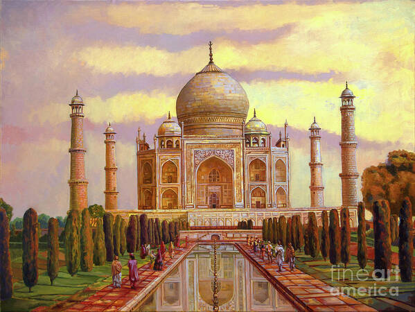 Taj Mahal Poster featuring the painting Taj Mahal by Dominique Amendola
