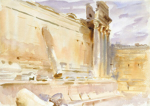19h Century Art Poster featuring the drawing Temple of Bacchus, Baalbek by John Singer Sargent