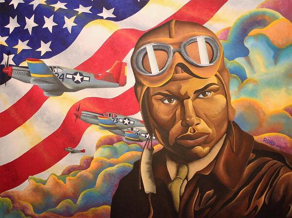 Patriotic Portrait Aerial Scene Poster featuring the painting The Airman by William Roby