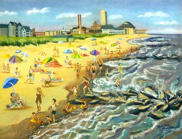 Beach Poster featuring the painting The Beach At Ocean Grove by Madeline Lovallo