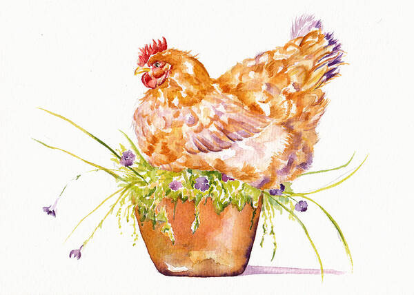 Hen Poster featuring the painting The Broody Hen by Debra Hall