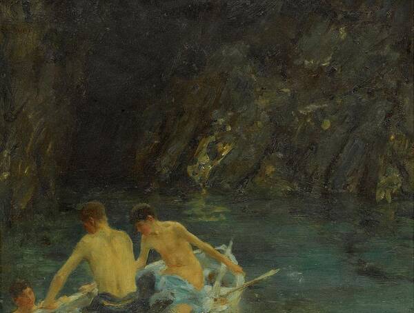 Cavern Poster featuring the painting The Cavern by Henry Scott Tuke