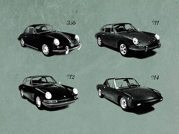 Porsche Poster featuring the photograph The Classic Porsche Collection by Mark Rogan