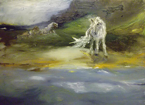 Horses Poster featuring the painting The Coast is Clear by Susan Esbensen