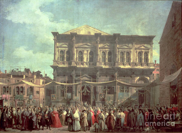 The Doge Visiting The Church And Scuola Di San Rocco Poster featuring the painting The Doge Visiting the Church and Scuola di San Rocco by Canaletto