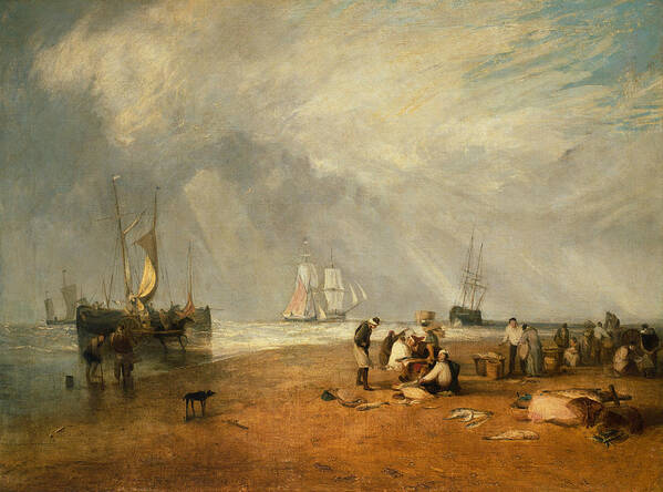 19th Century Art Poster featuring the painting The Fish Market at Hastings Beach by Joseph Mallord William Turner