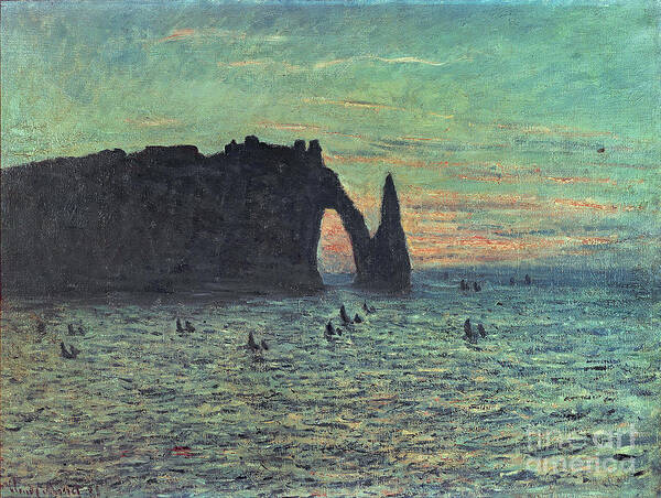 The Poster featuring the painting The Hollow Needle at Etretat by Claude Monet