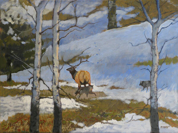 Elk Poster featuring the painting The Hunt by Robert Bissett