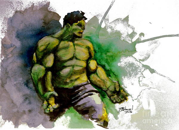 The Incredible Hulk Poster featuring the painting The Incredible Hulk by Rob Spitz