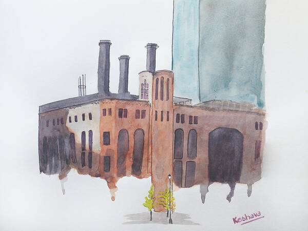 The Jersey City Powerhouse Poster featuring the digital art The Jersey City Powerhouse by Keshava Shukla