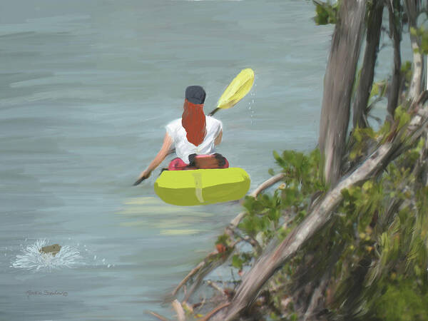 Kayaker Poster featuring the painting The Kayaker by Rosalie Scanlon