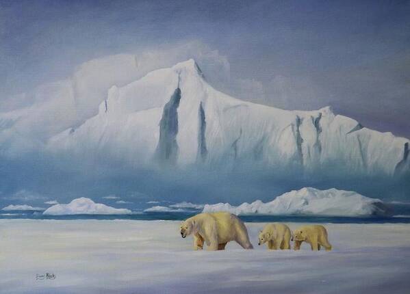 Polar Bears Poster featuring the painting The Long Search by Barry BLAKE