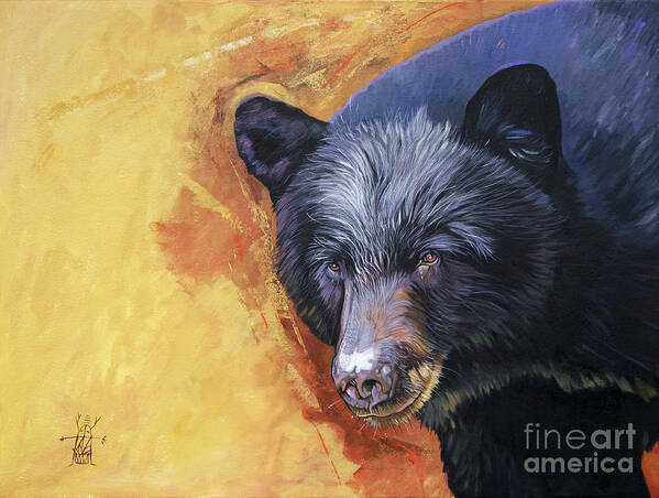 Bear Poster featuring the painting The Look by J W Baker