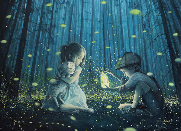 Kids Poster featuring the painting The Magic Lantern by Adrian Borda