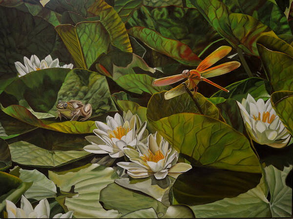 Water Lily Poster featuring the painting The Morning Symphony by Thu Nguyen