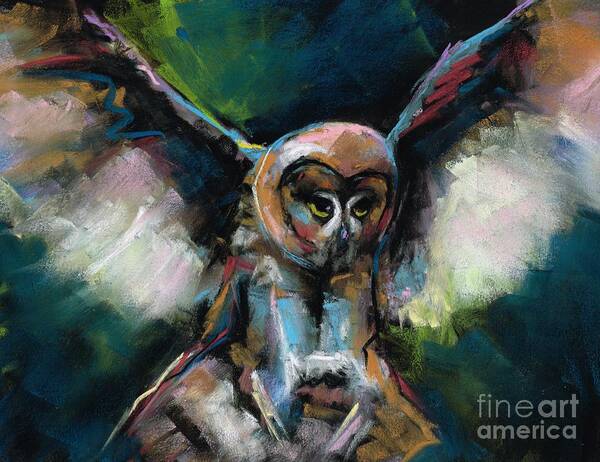 Owls Poster featuring the painting The Night Owl by Frances Marino