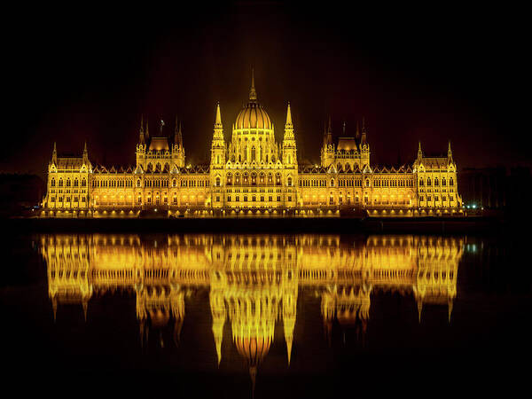 Danube Poster featuring the photograph The Parliament house by Usha Peddamatham