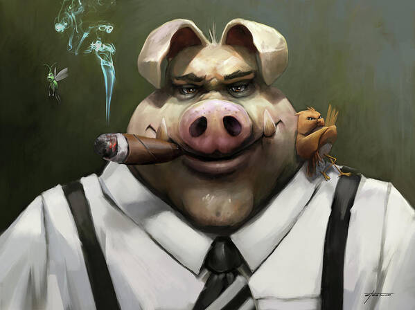 Pig Poster featuring the digital art The Poker Face by Steve Goad