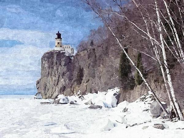 Shoreline Lighthouse Poster featuring the painting The Shoreline Lighthouse by Maciek Froncisz