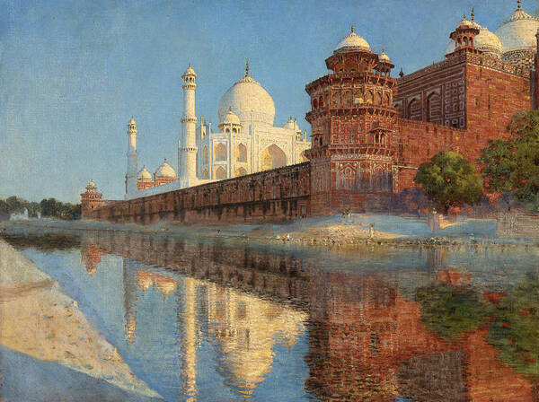 Vasily Vereshchagin Poster featuring the painting The Taj Mahal. Evening by Vasily Vereshchagin