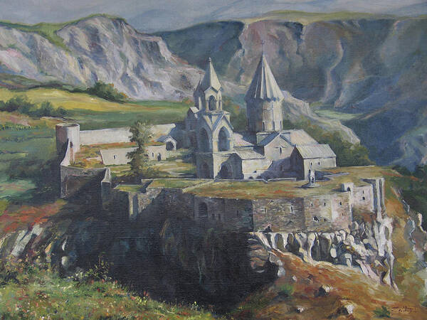 Armenia Poster featuring the painting The Tatev Monastery by Tigran Ghulyan