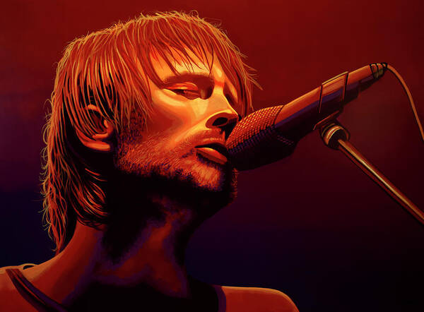 Thom Yorke Poster featuring the painting Thom Yorke of Radiohead by Paul Meijering