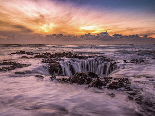 Cape Perpetua Poster featuring the photograph Thor's Well by Bryan Xavier