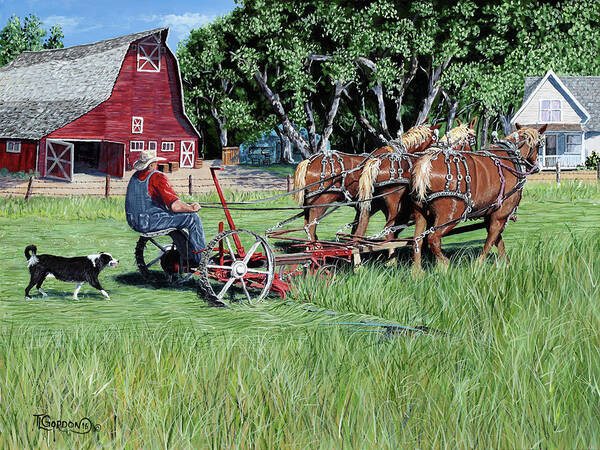 Morning Poster featuring the painting Three Horsepower by Timithy L Gordon