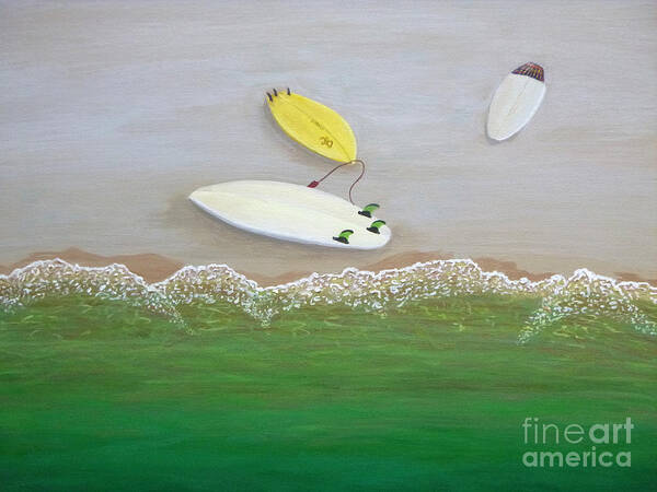 Surf Poster featuring the painting Three Surfboards by Jenn C Lindquist