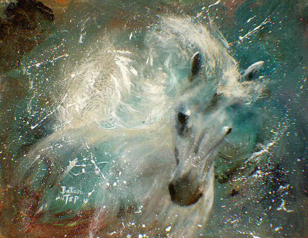 Horse Paintings Poster featuring the painting Poseiden's Thunder by Barbie Batson