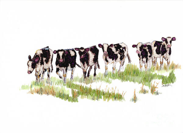 Woolyfrogarts Poster featuring the mixed media Till the Cows... by Jan Killian