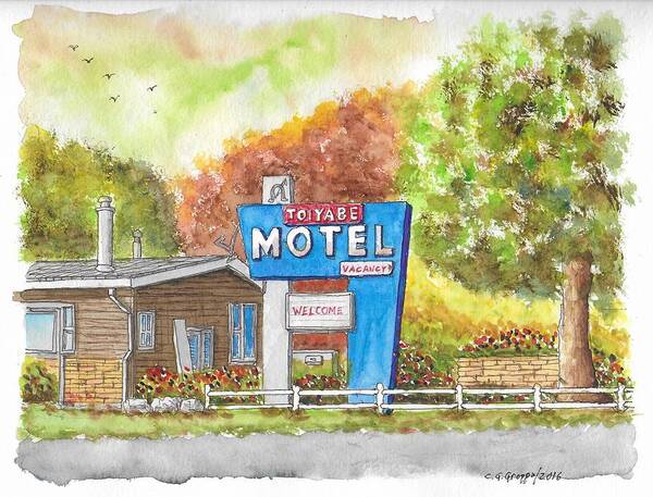 Toiyabe Motel Poster featuring the painting Toiyabe Motel in Walker, California by Carlos G Groppa