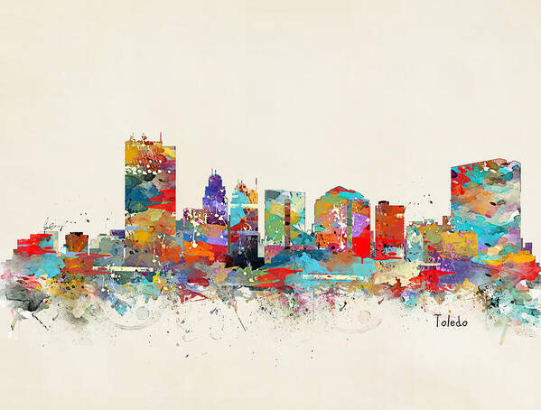 Toledo Ohio Skyline Poster featuring the painting Toledo Ohio Skyline by Bri Buckley