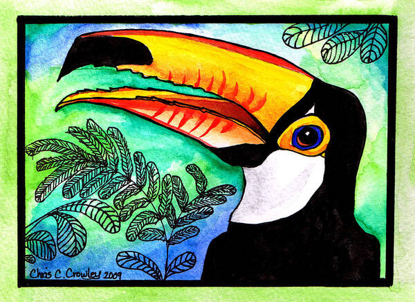 Toucan Poster featuring the painting Toucan by Chris Crowley