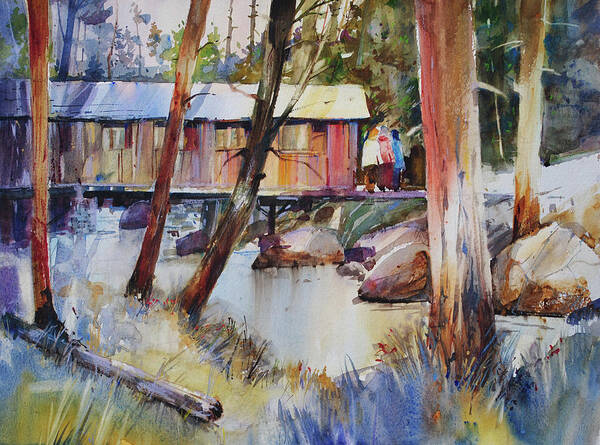 New England Scenes Poster featuring the painting Covered Bridge over Town Brook by P Anthony Visco