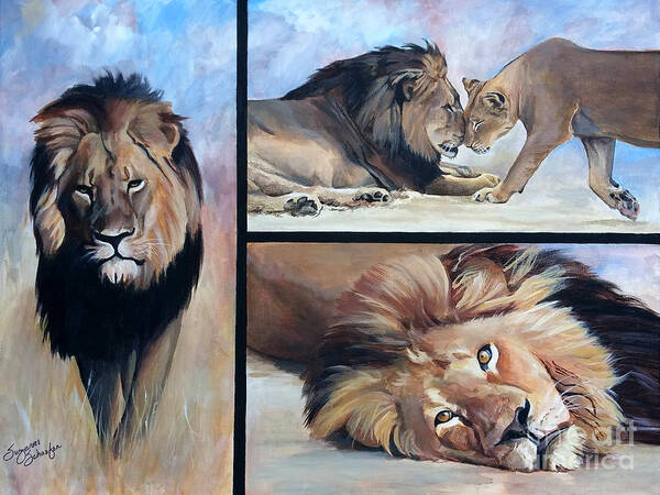 Cecil Poster featuring the painting Tribute to Cecil the African Lion by Suzanne Schaefer