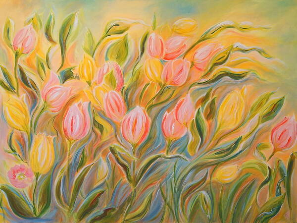 Floral Poster featuring the painting Tulips by Theresa Marie Johnson