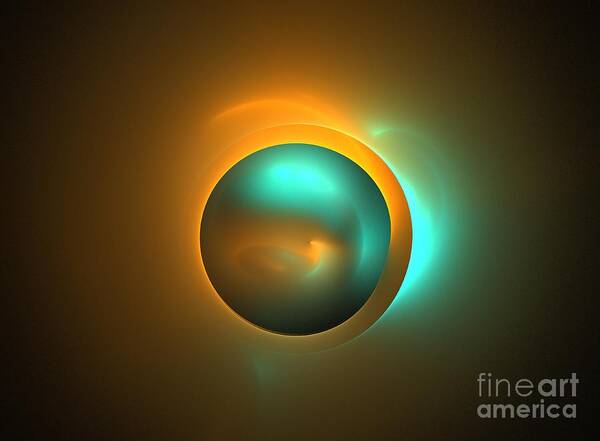 Abstract Poster featuring the digital art Turquoise Sun by Kim Sy Ok