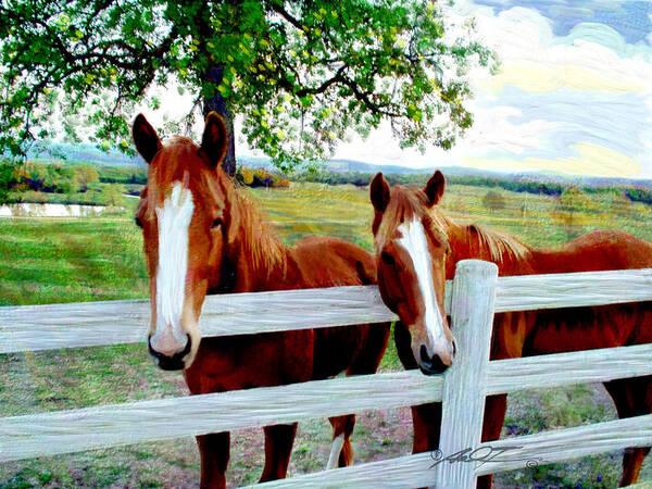 Horses Poster featuring the painting Twin Ponies by Dale Turner