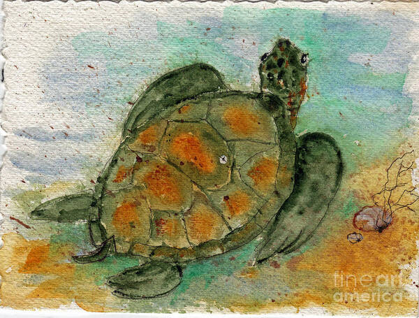 Turtle Poster featuring the painting Tybee Sea Turtle by Doris Blessington