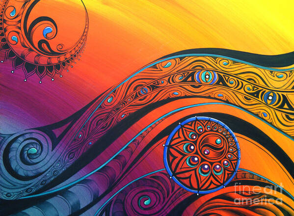 Tribal Poster featuring the painting Tribal Flow by Reina Cottier