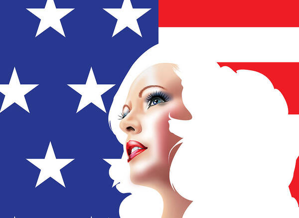 Usa Poster featuring the digital art USA Pin Up Girl by Brian Gibbs