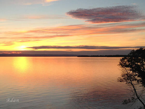 Sunset Poster featuring the photograph Vermont Sunset, Lake Champlain by Felipe Adan Lerma