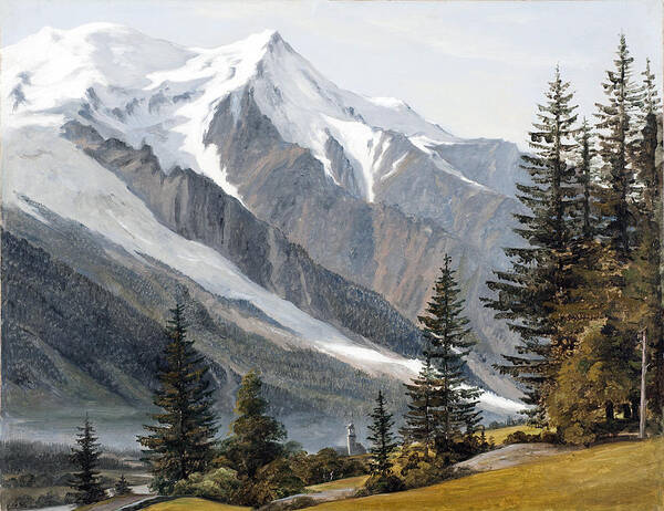 Martinus Rorbye Poster featuring the painting View towards Chamonix Mont Blanc by Martinus Rorbye