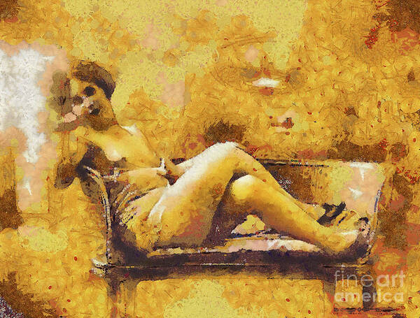 Lady Poster featuring the digital art Vintage Lady on Couch by Humphrey Isselt
