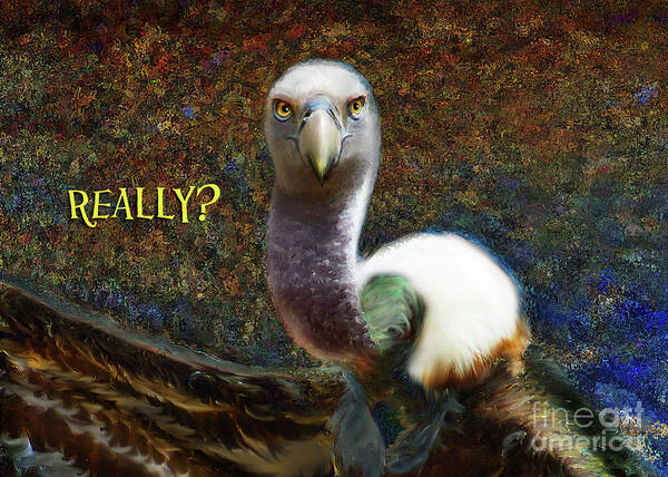 Note Card Poster featuring the digital art Vulture Note Card by Lisa Redfern