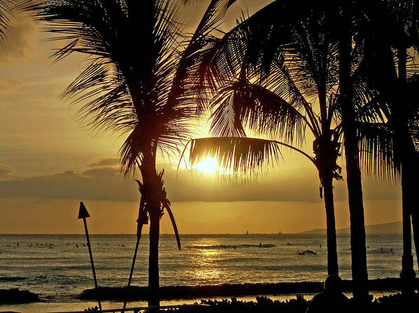 Waikiki Beach Poster featuring the photograph Waikiki Sunset by Anthony Baatz