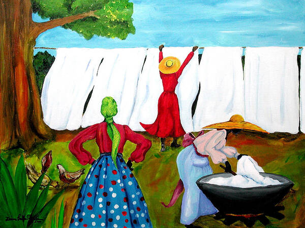 Gullah Poster featuring the painting Wash Day by Diane Britton Dunham